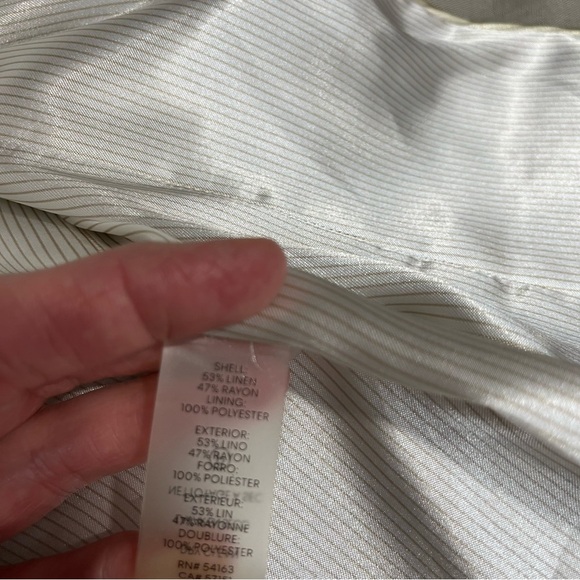 Calvin Klein Women's Linen Blend Open Front Boyfriend Blazer In Khaki Tan 14 - Picture 10 of 11